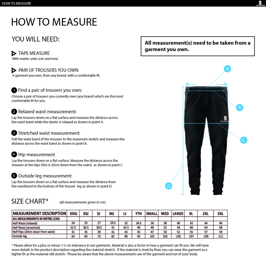 Ealing CC - Dual Skinny Pant - Unisex Fit - Size Guide